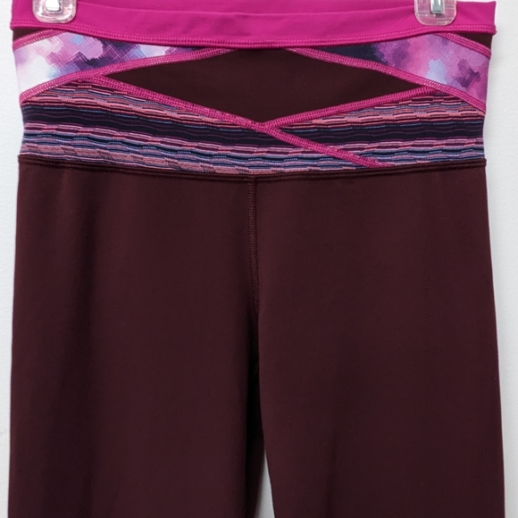 Lululemon Full Length Flare Burgundy Wide Waistband Groove Pant Y2K Leggings Sz6 - Picture 2 of 16
